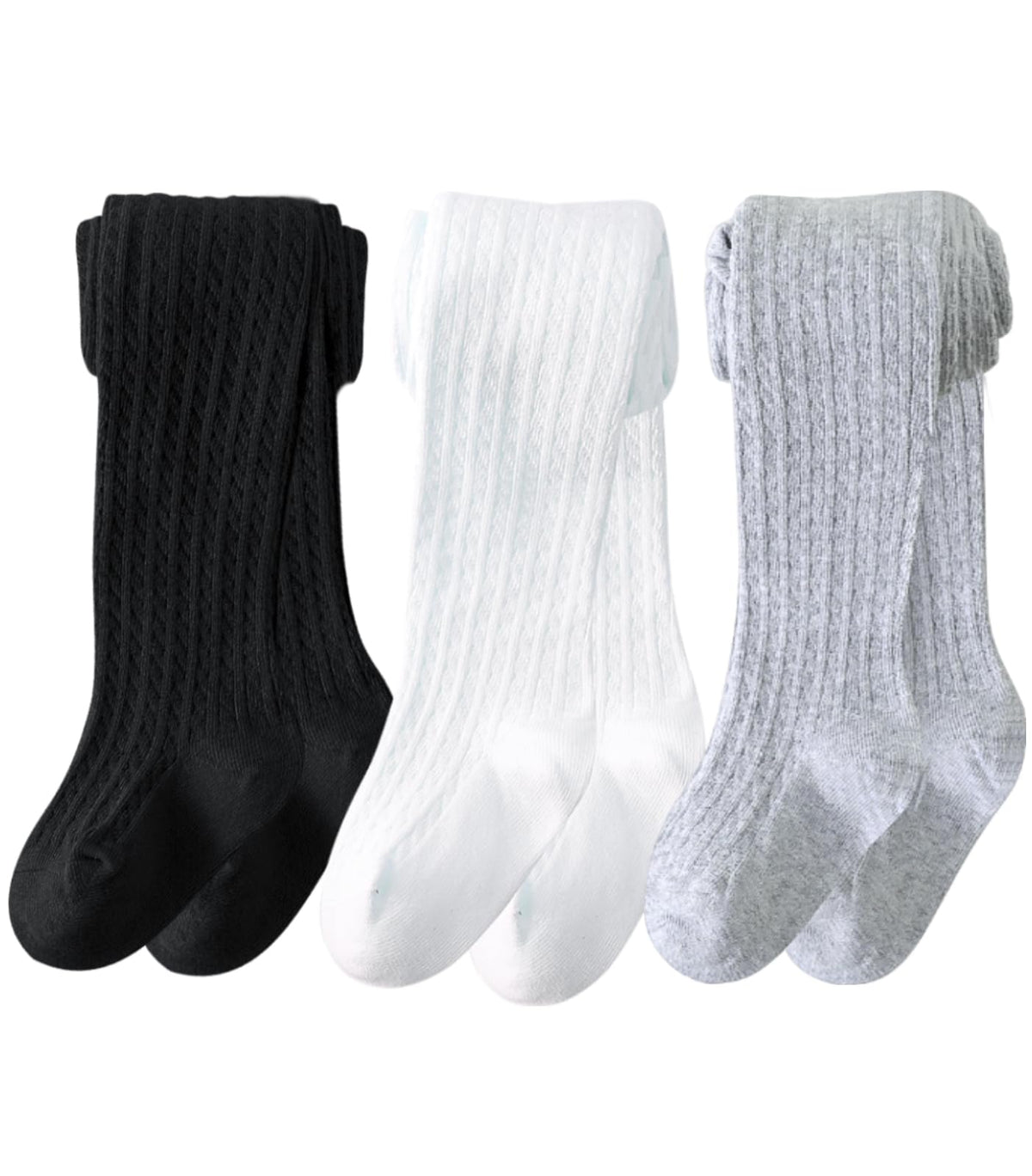 Girls Ribbed & Cable Knit Tights Cotton Seamless Dress School Leggings
