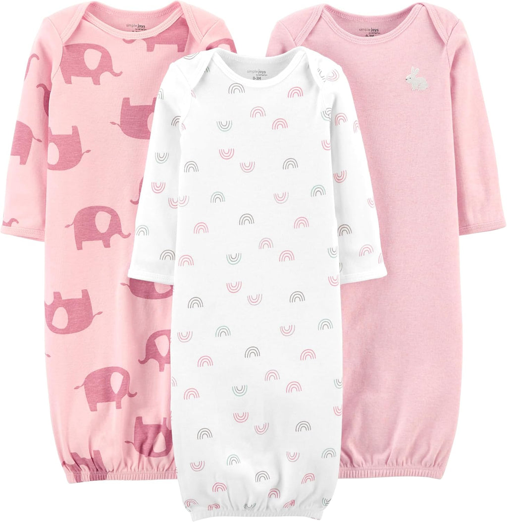 Simple Joys by Carter's Baby Girls' 3-pack Cotton Sleeper Gown