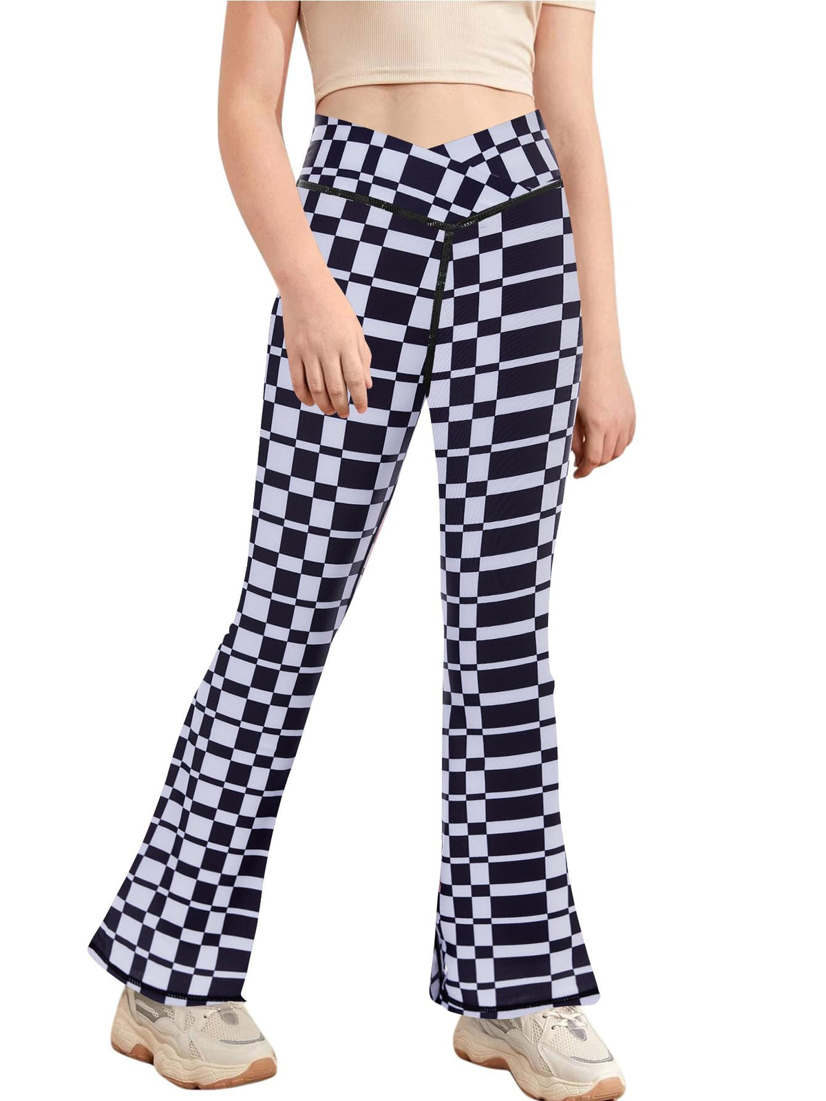 Esobo Girls Flare Leggings Kids High Waist Yoga Dance Pants Bell Bottoms