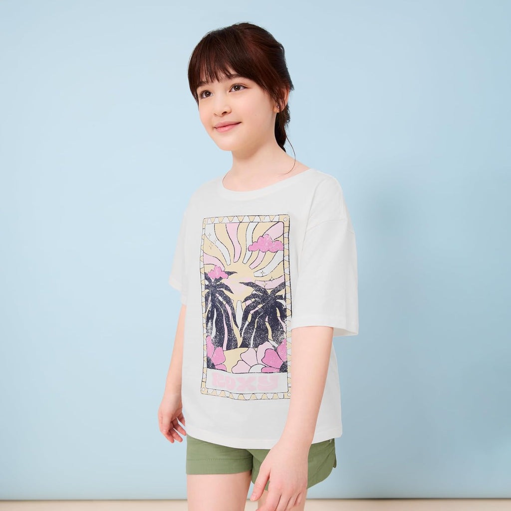 Roxy Girls' Short Sleeve Oversized Fit Logo Tee, Crew Neck Graphic T-Shirt, Soft & Comfortable