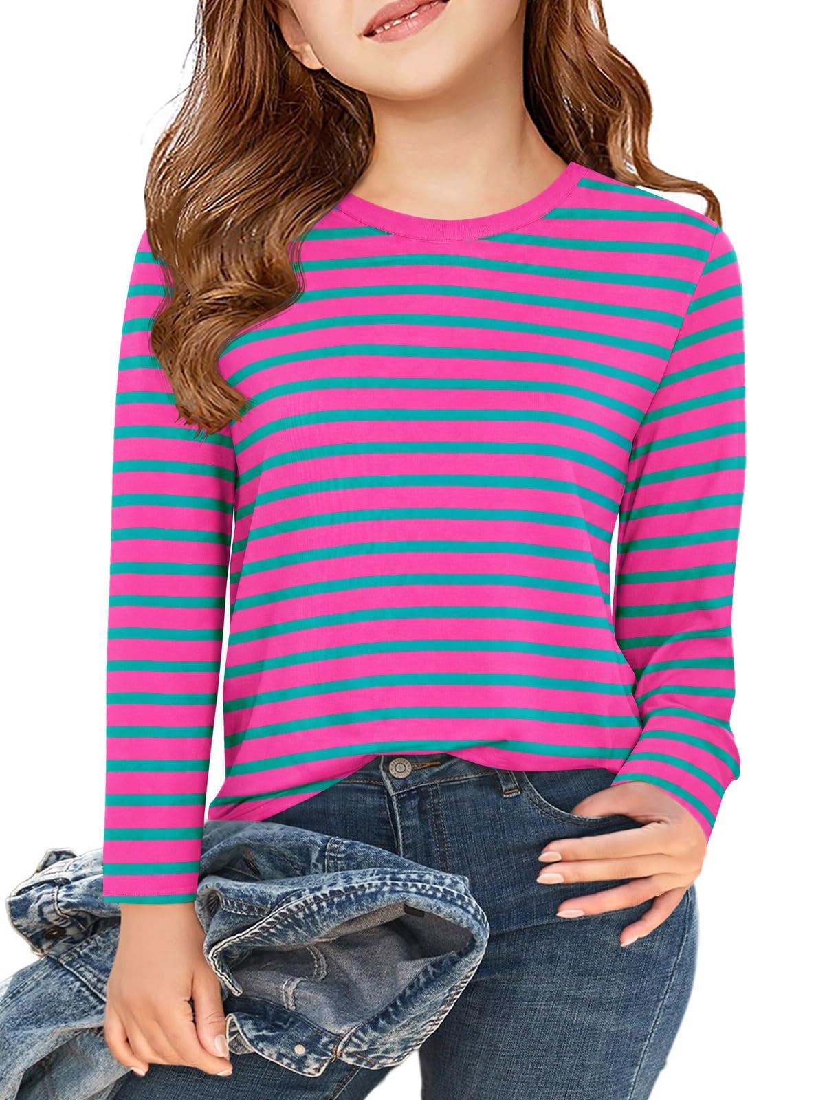 Haloumoning Girls Long Sleeve T Shirts Kids Fall Tops 5-14 Years