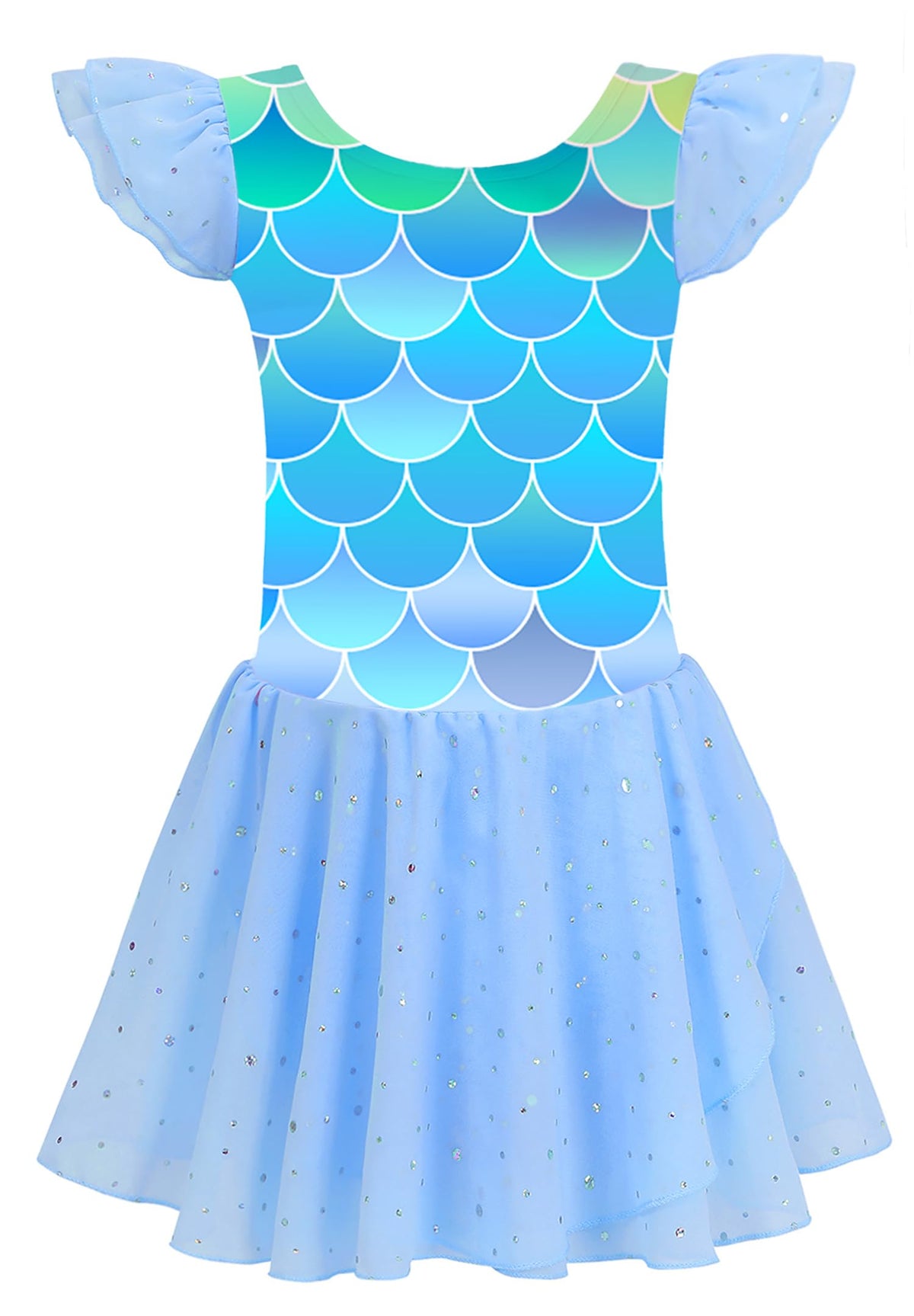 MdnMd Ballet Leotards for Girls Toddler Dance Ballet Leotard with Skirt Ballerina Dresses Tutu Outfits Flutter Sleeve