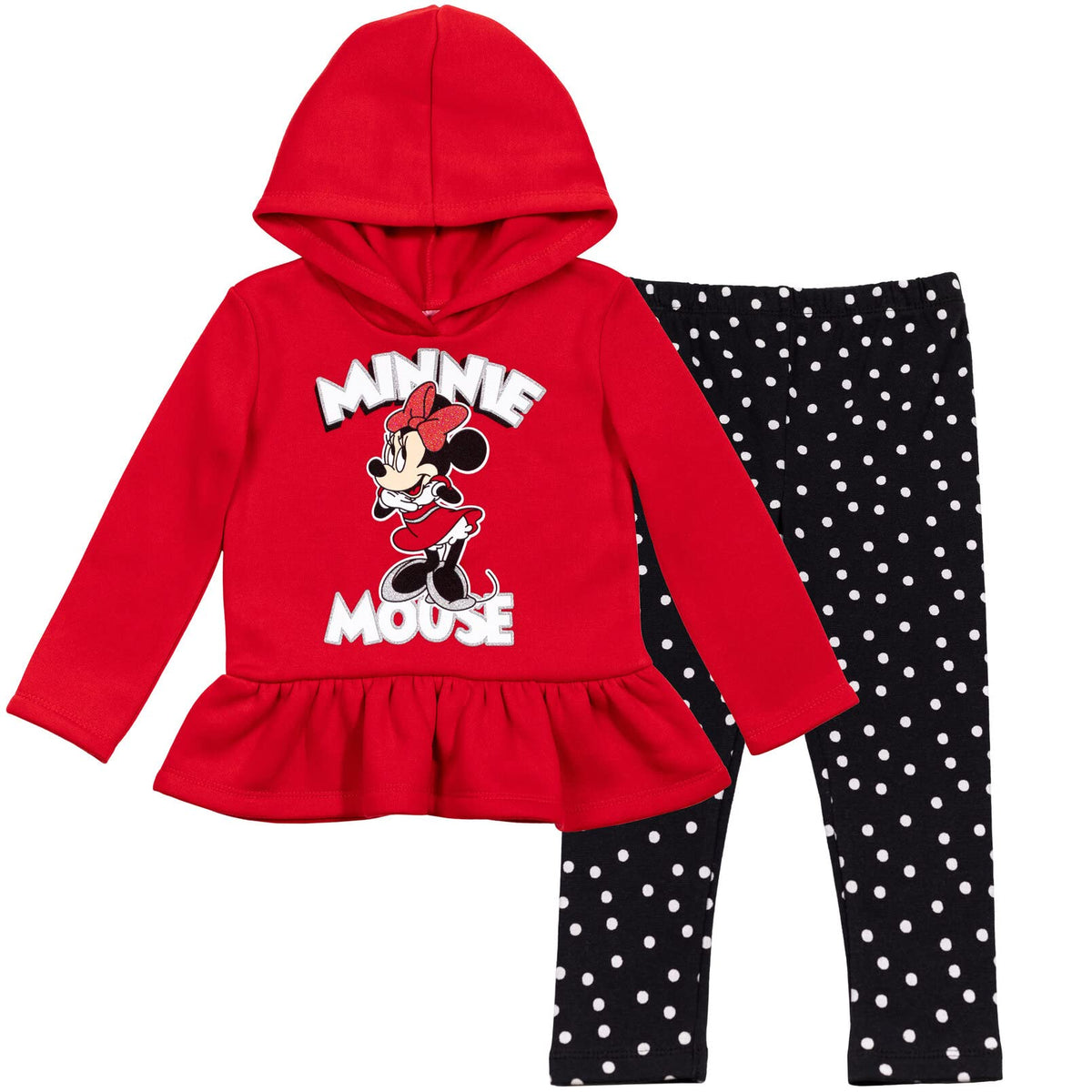 Disney Minnie Mouse Girls' 2-Piece Fleece Hoodie and Leggings Set