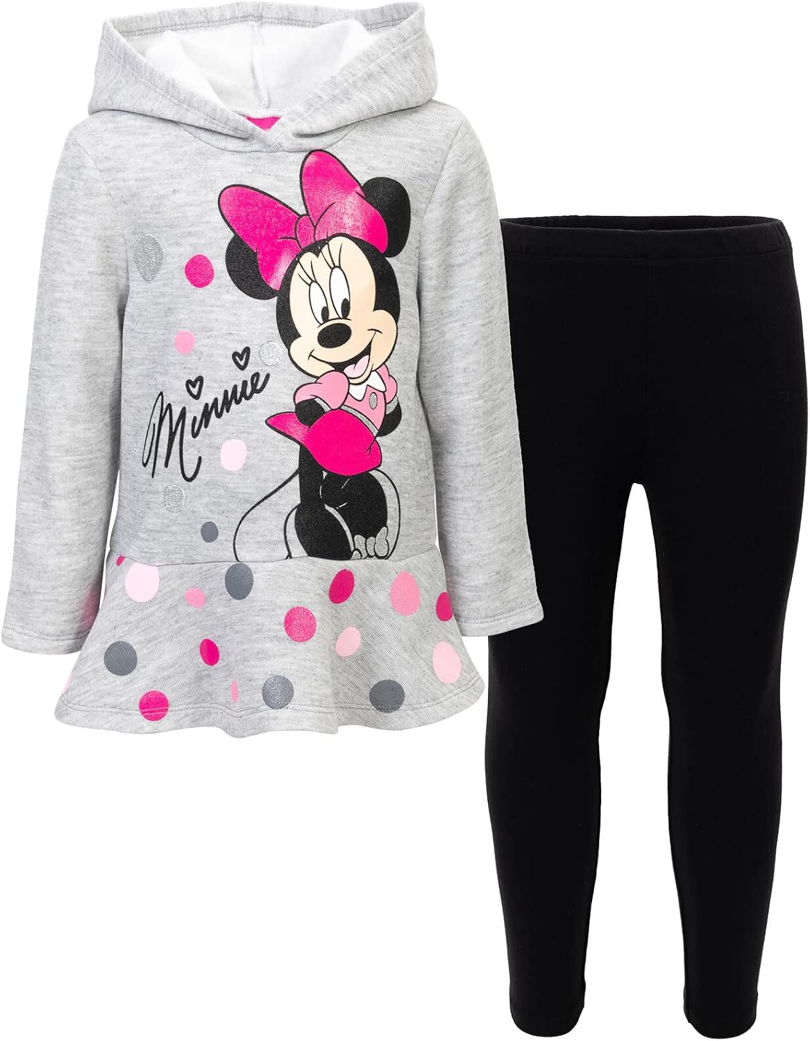 Disney Minnie Mouse Girls' 2-Piece Fleece Hoodie and Leggings Set