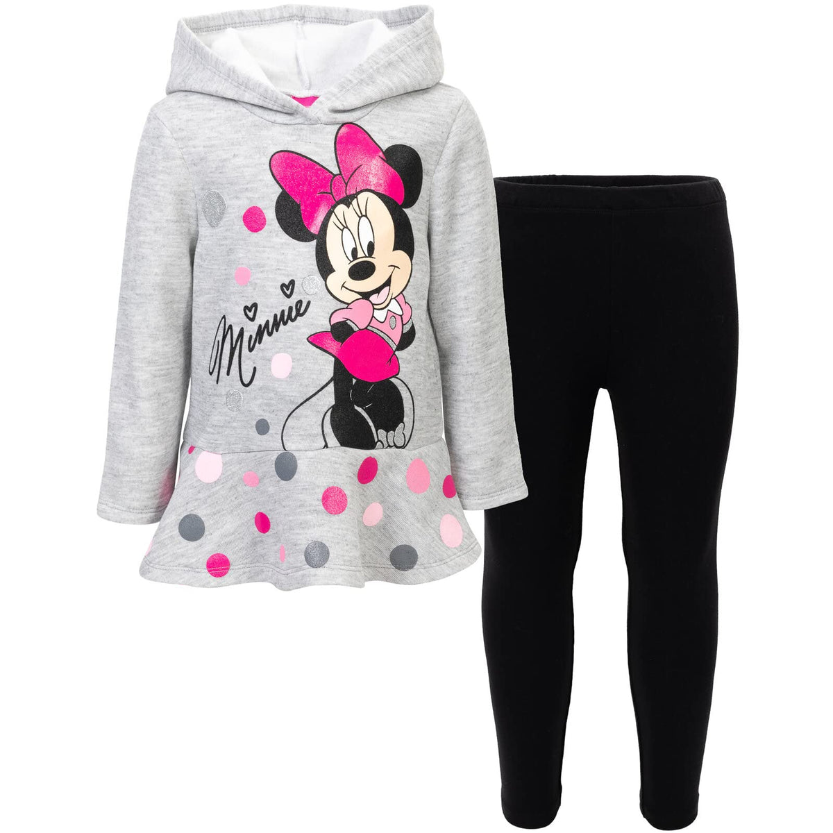 Disney Minnie Mouse Girls' 2-Piece Fleece Hoodie and Leggings Set