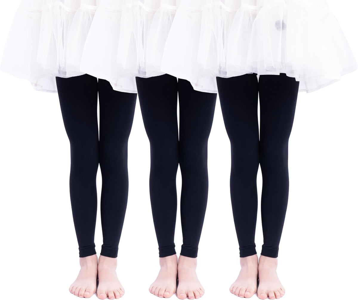 Paralinda 3 Pairs Girl's Microfiber Footless Tights, Girls Dance Tights Footless