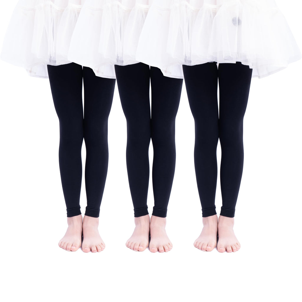 Paralinda 3 Pairs Girl's Microfiber Footless Tights, Girls Dance Tights Footless