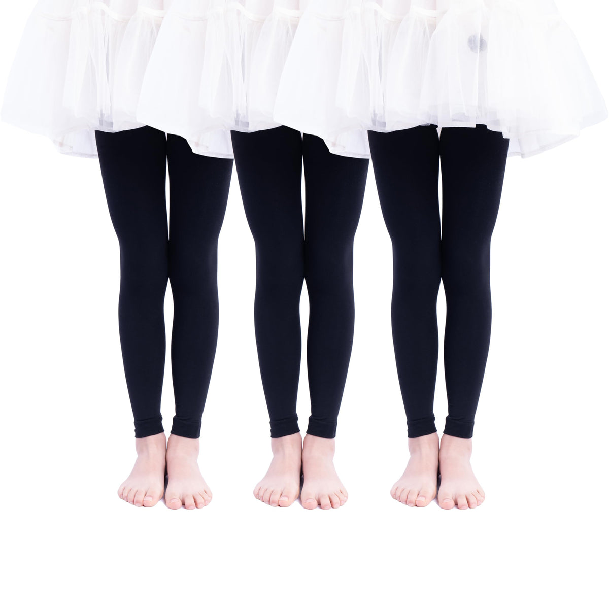 Paralinda 3 Pairs Girl's Microfiber Footless Tights, Girls Dance Tights Footless
