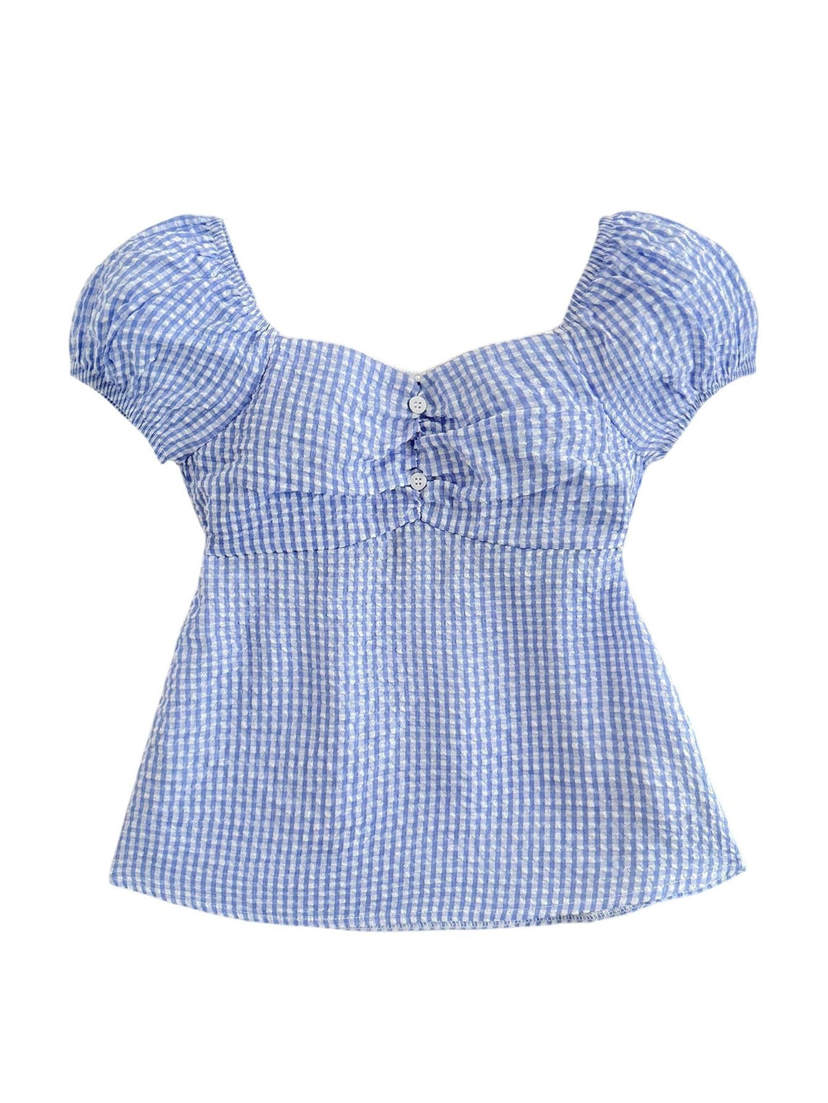 SOLY HUX Girl's Cute Gingham Tops Short Sleeve Blouse