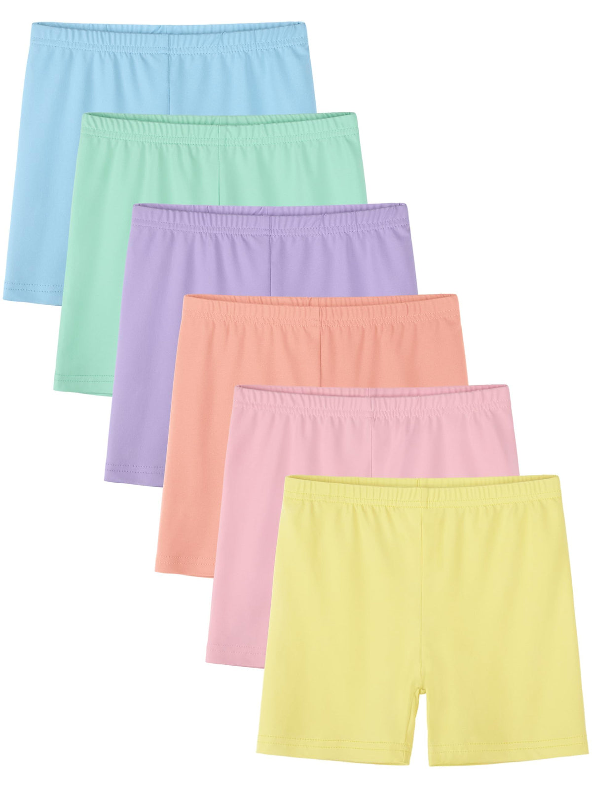 6 Pack Girls Bike Shorts Toddler Cartwheel Under Dress Shorts Dance Clothes