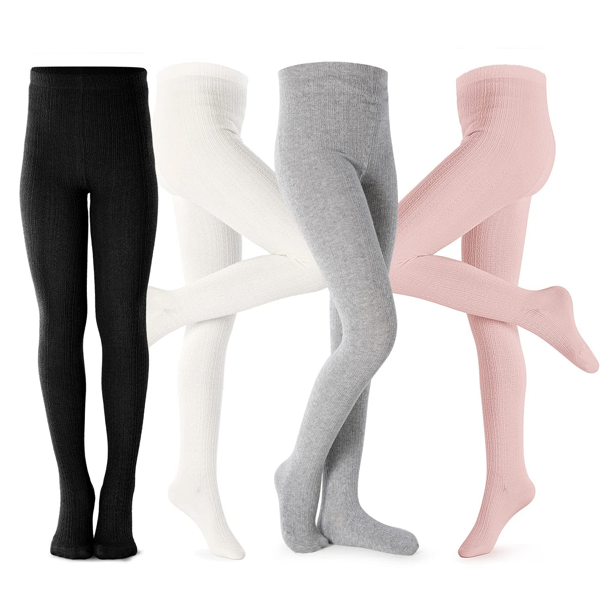 Petrass Girls Tights Toddler Cable Knit Cotton Footed Seamless Dance Ballet Baby Girls' Leggings 3/4 Pack