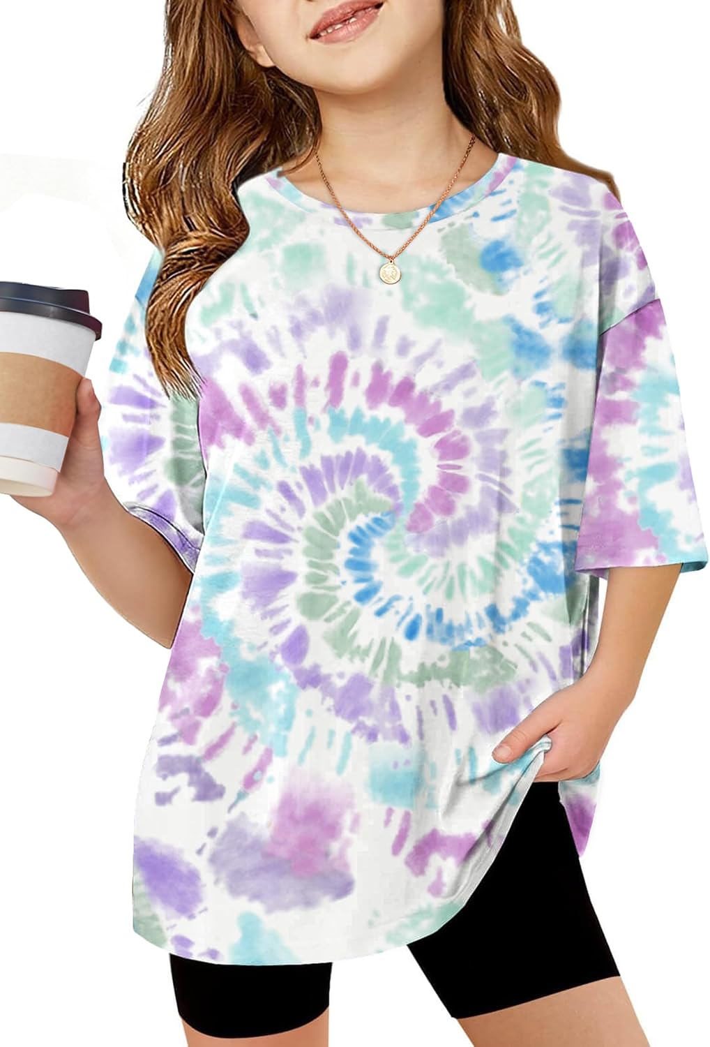Arshiner Girls T Shirts Oversized Kids Summer Tops Casual Soft Basic Tees