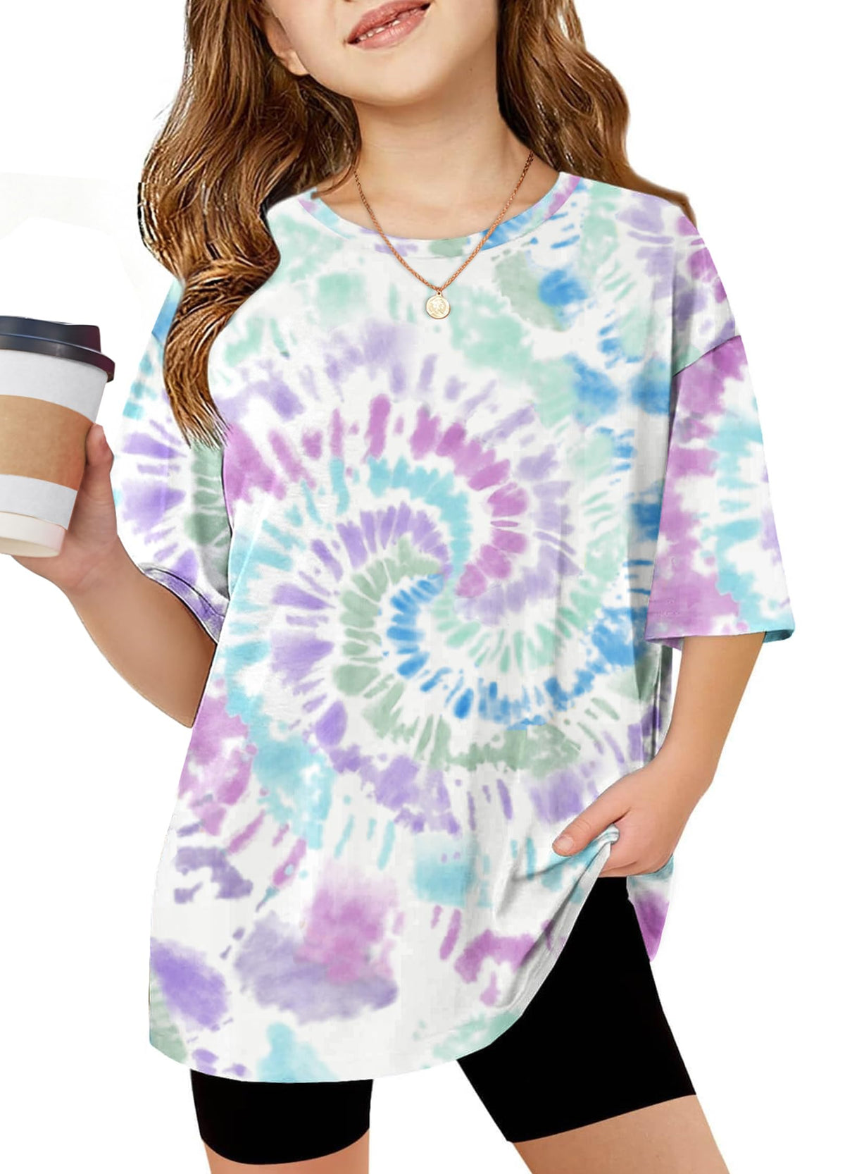 Arshiner Girls T Shirts Oversized Kids Summer Tops Casual Soft Basic Tees