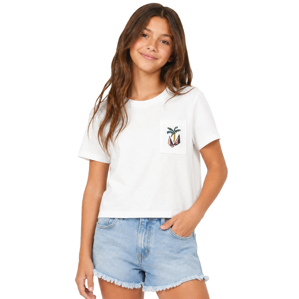 Volcom Girls Crewneck Graphic Tee, Short Sleeve Casual Top