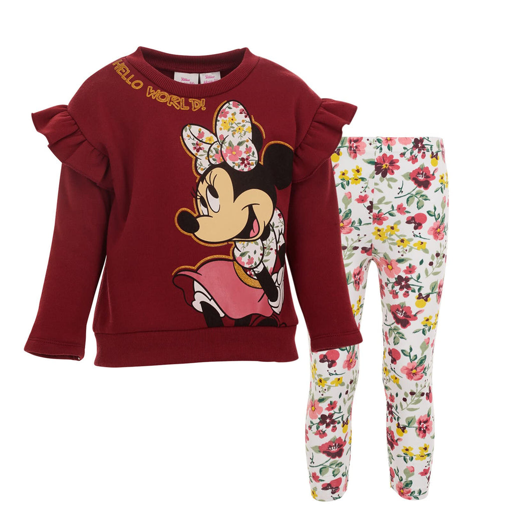 Disney Minnie Mouse Baby Girls Fleece Sweatshirt and Leggings Outfit Set Infant to Big Kid