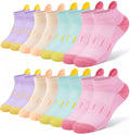 floconssy Girls Socks Ankle Athletic Kids Socks for 4-6 6-8 8-10 Years Old