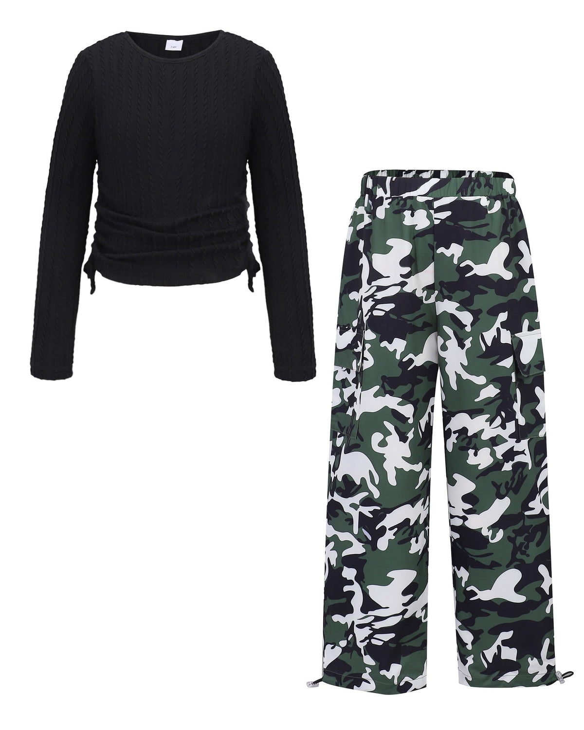 Girls Clothes 2 Piece Fall Winter Cargo Pants Outfits For Teen 5-14