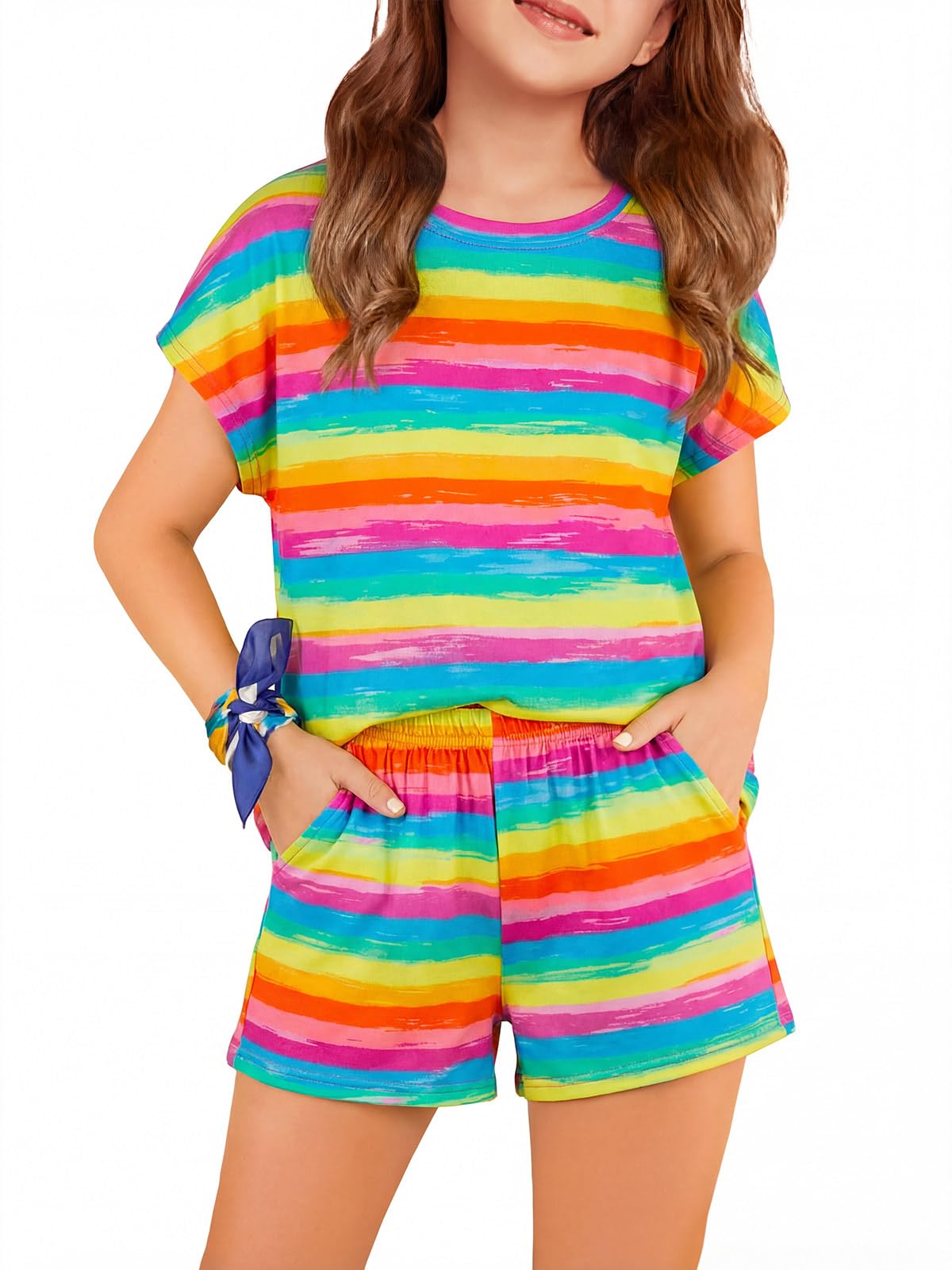 Haloumoning Girls 2 Piece Outfits Summer Casual Lounge Set Clothing Sets
