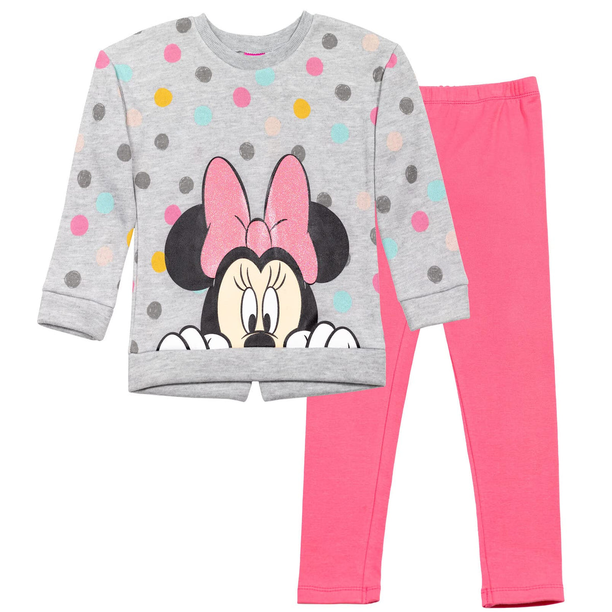 Disney Minnie Mouse Fleece Sweatshirt and Leggings Outfit Set Infant to Big Kid Sizes (12 Months - 14-16)
