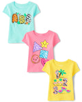 The Children's Place Baby-Girls and Toddler School,Learning Short Sleeve Graphic T-Shirts,3 Pack