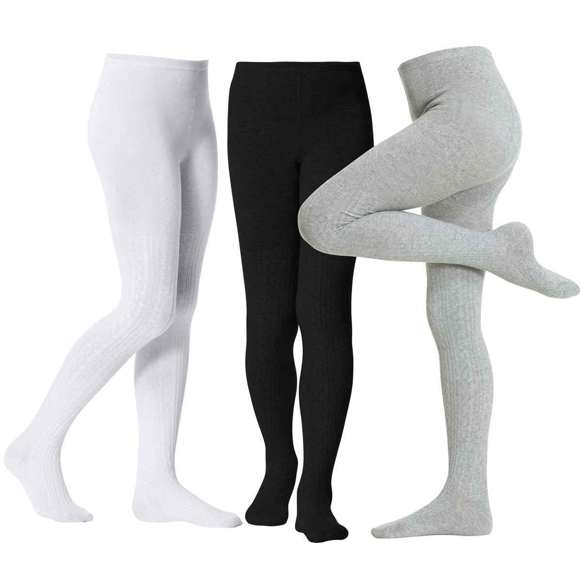 Zando 3Pack Girls Tights Kids Cable Knit Cotton Winter Warm Leggings 4-12T