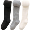 vanberfia Knit Baby Girls Tights: Cable Knit Cotton Warm Footed Leggings