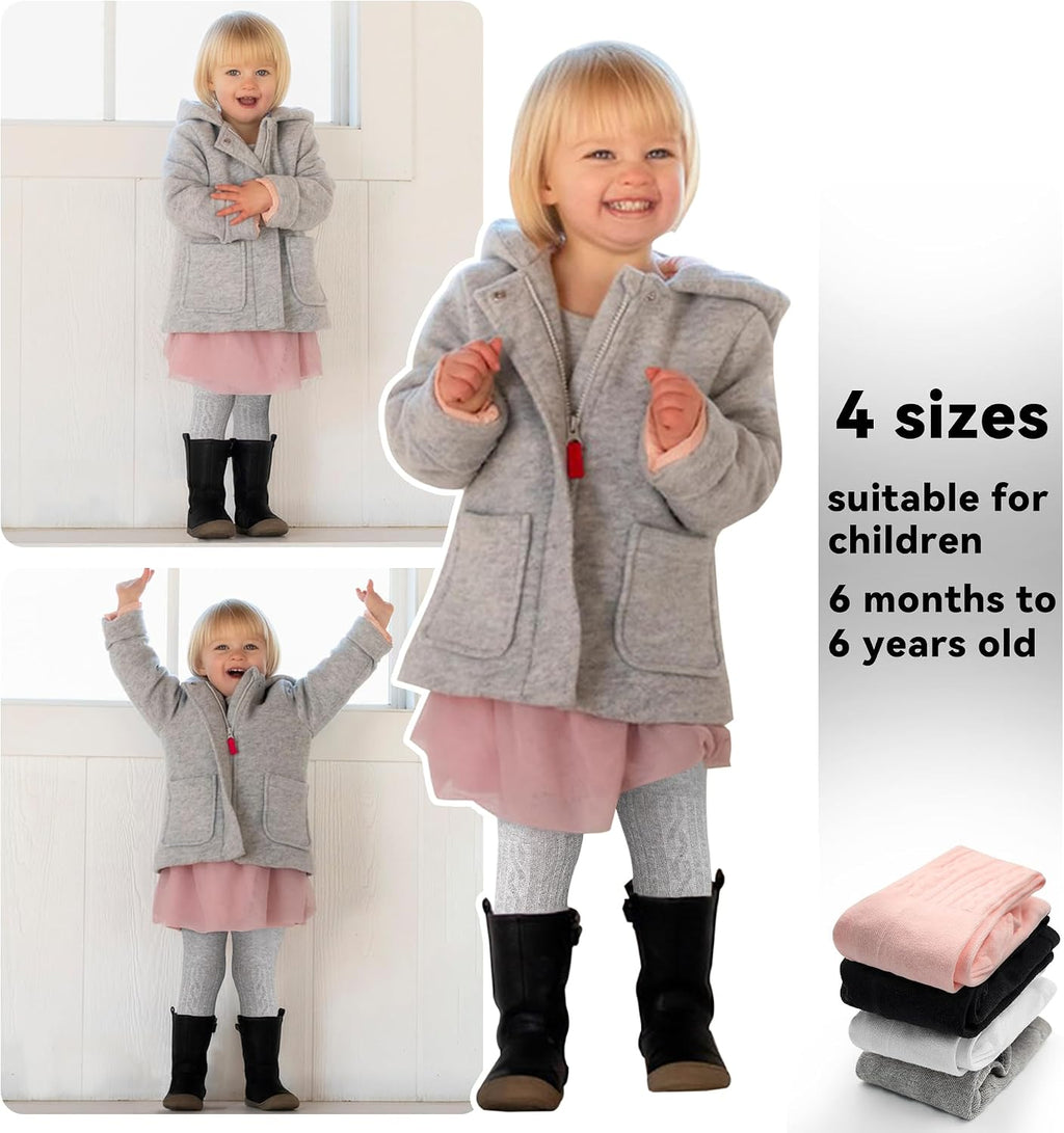 3 Pack Toddler Tights Non Slip Tights for Girls (6 months-6 years)