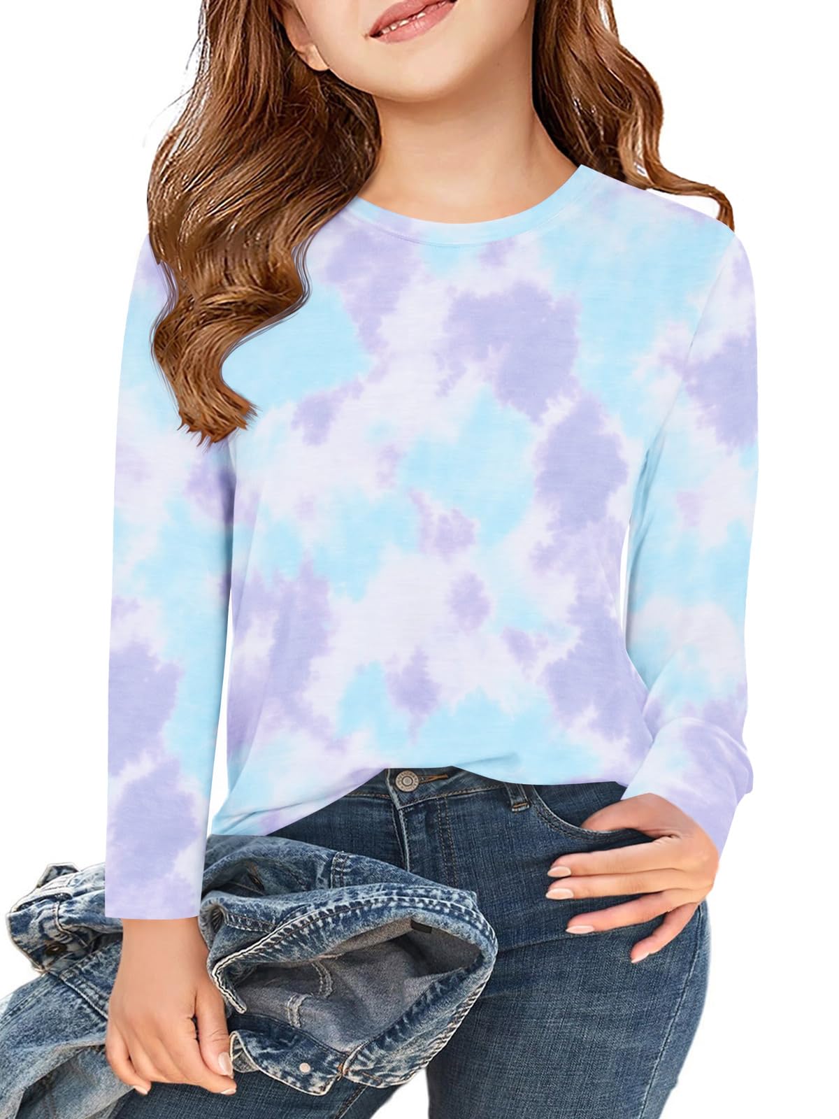 Haloumoning Girls Long Sleeve T Shirts Kids Fall Tops 5-14 Years