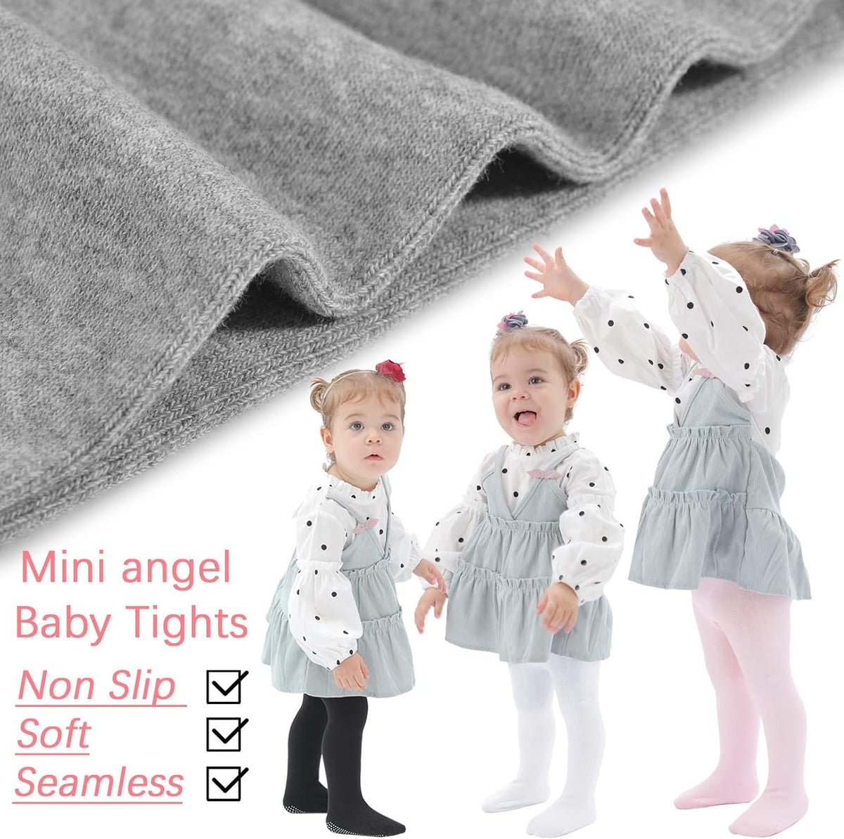 Baby Tights Non Slip Baby Girl Tights Plain/Shoe-Look Leggings Seamless Pantyhose Warm Cotton Leggings Non-Skid