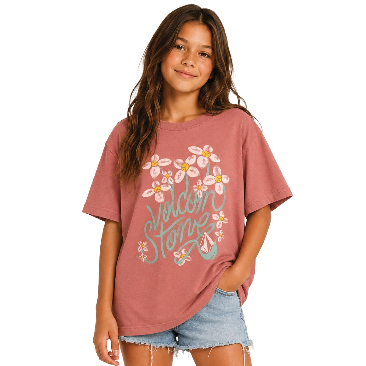 Volcom Girls Crewneck Graphic Tee, Short Sleeve Casual Top