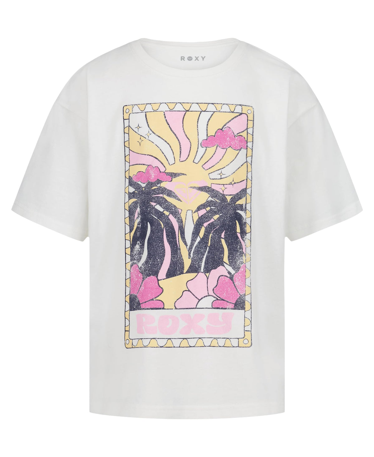 Roxy Girls' Short Sleeve Oversized Fit Logo Tee, Crew Neck Graphic T-Shirt, Soft & Comfortable