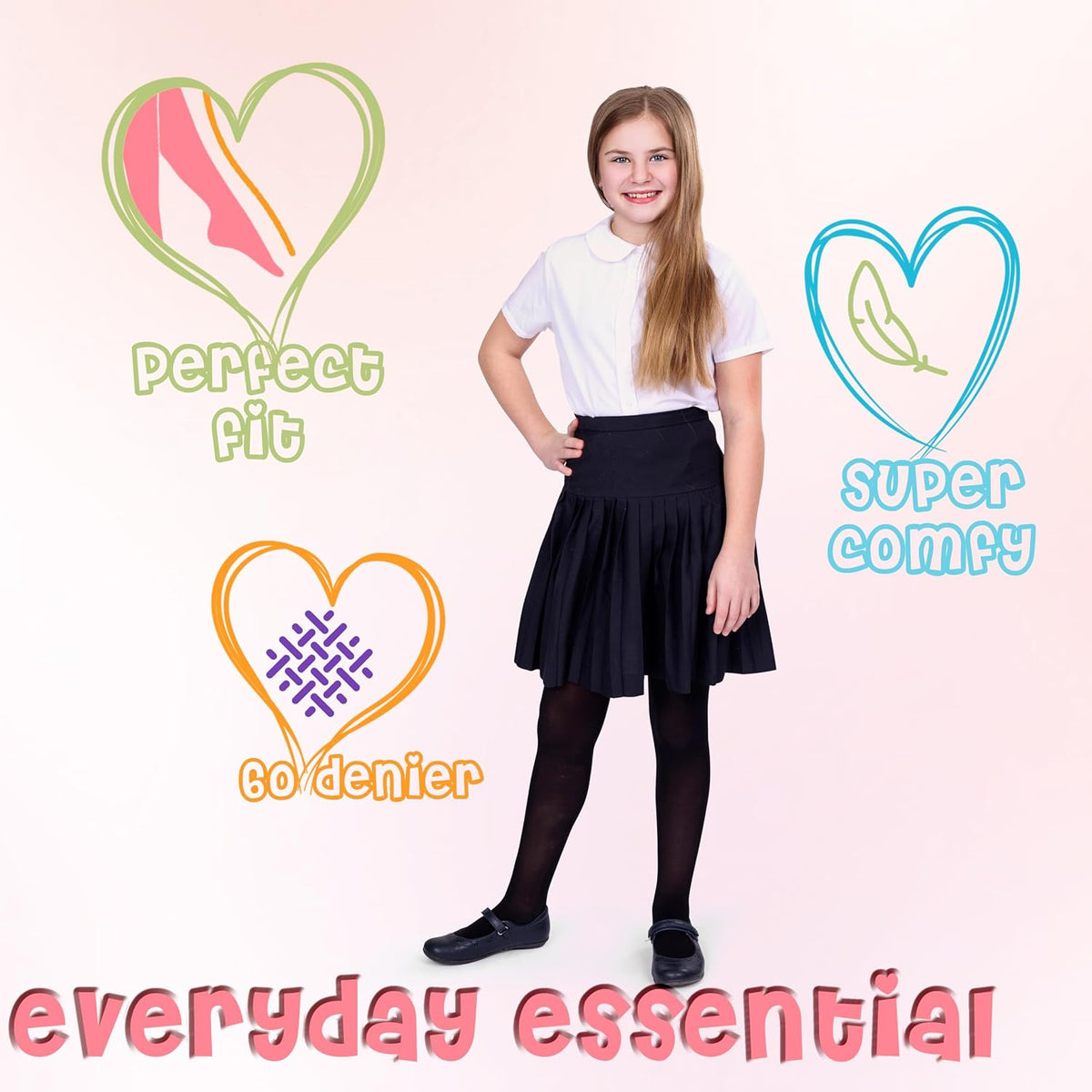 Silky Toes Girls Opaque Microfiber Tights 1-2 Pairs Black White or Colored Nylon Stockings for Kids - ballet footed tights