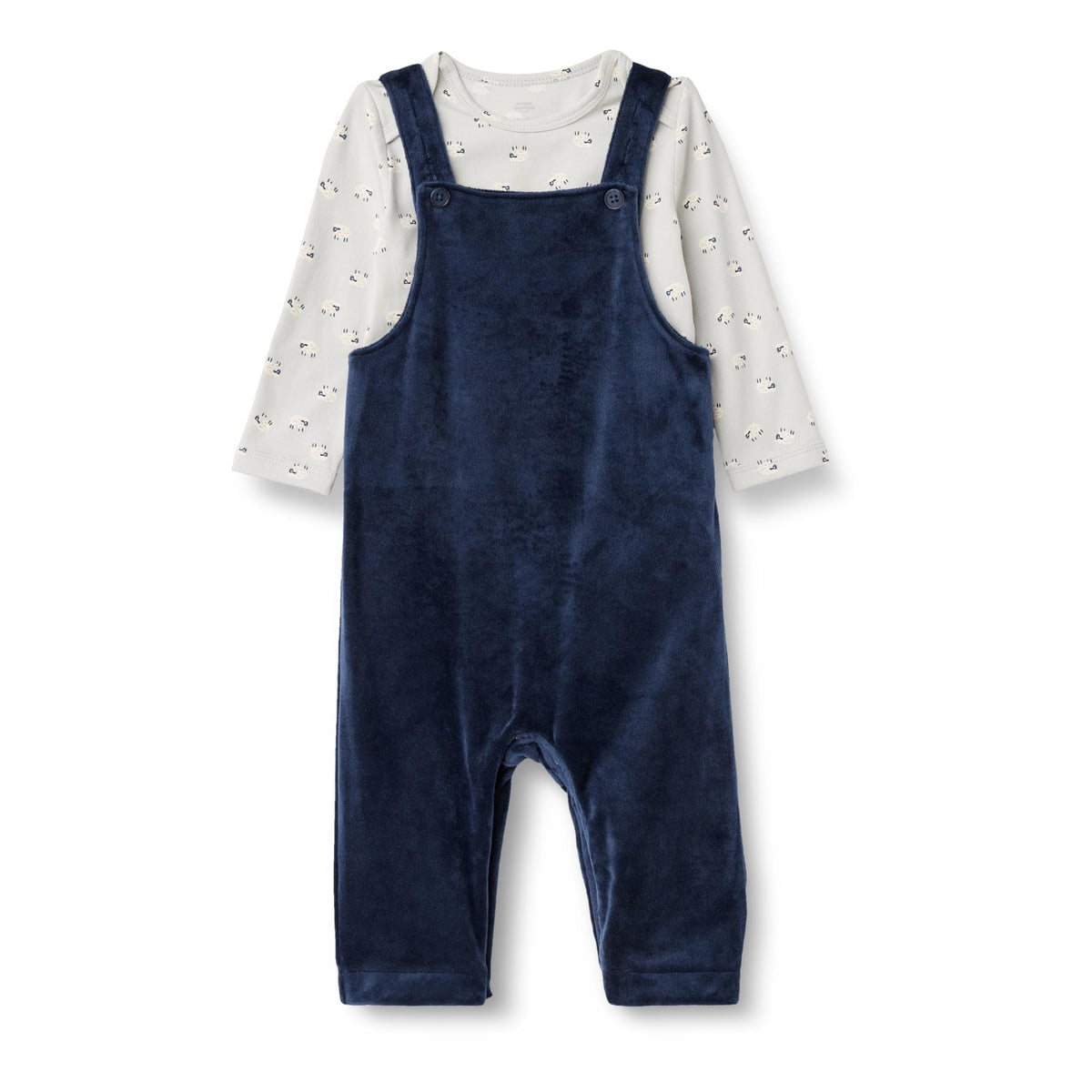 Amazon Essentials x Sofia Grainge Unisex Babies' Velour Overall and Long Sleeve Bodysuit Set, Pack of 2