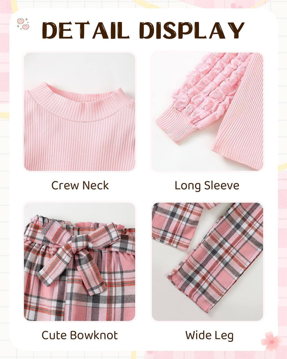 Little Girls Clothes Kids Fall Winter Outfits Pant Set for Girl Age 4-8