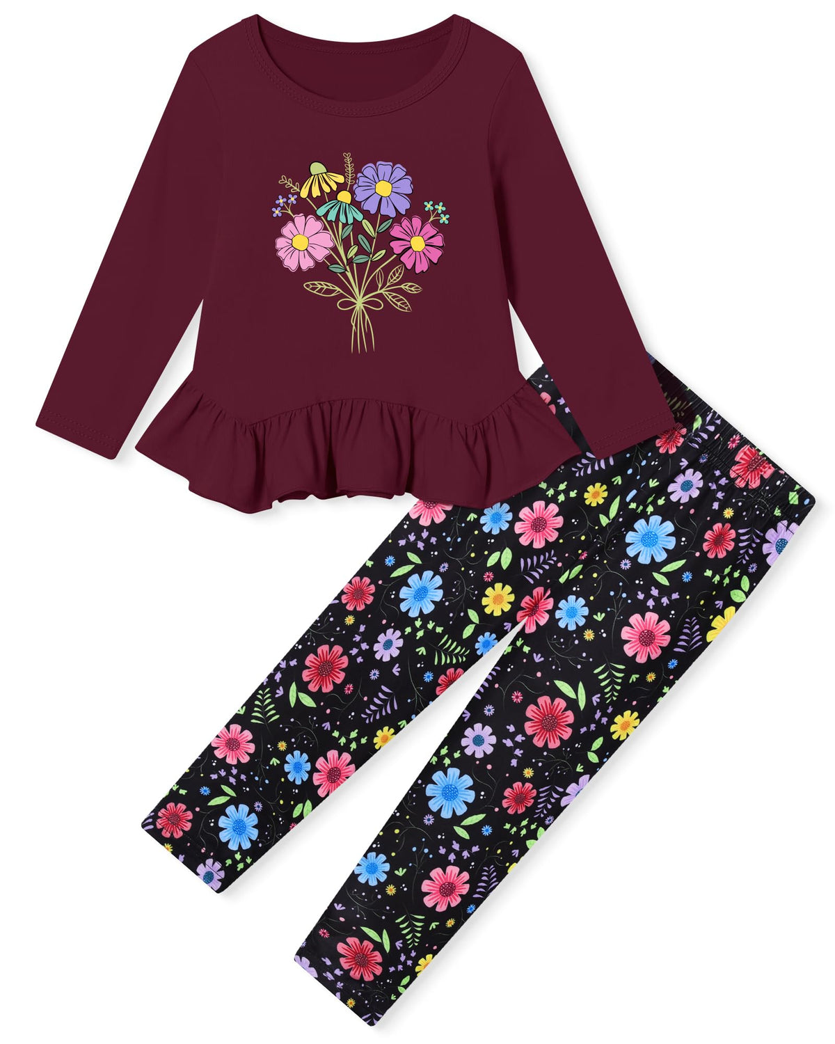 CARETOO Girls' clothing sets Fall Long Sleeve Top Pants Set Size 2-10