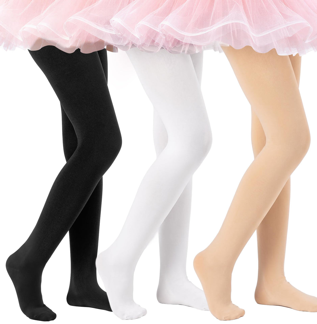 HONGTEYA 3 Pairs Girls Tights 90D Toddler Ballet Dance Leggings Stockings