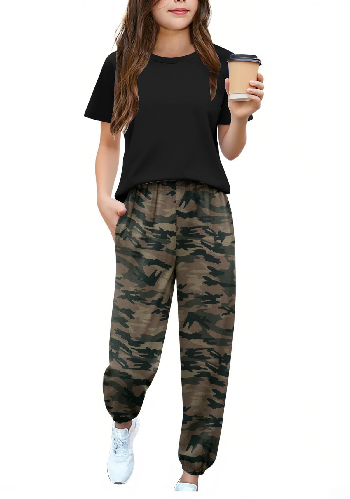 Arshiner Girls Outfits Fashion Short Sleeve Tops and Jogger Pants Set