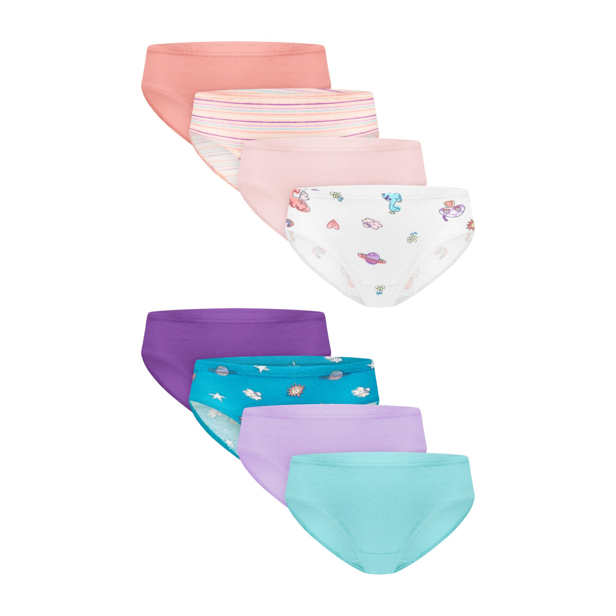 Hanes Girls' And Toddler Organic Underwear, Brief & Hipster, 8-pack, Pure Comfort Organic 100% Cotton Panties