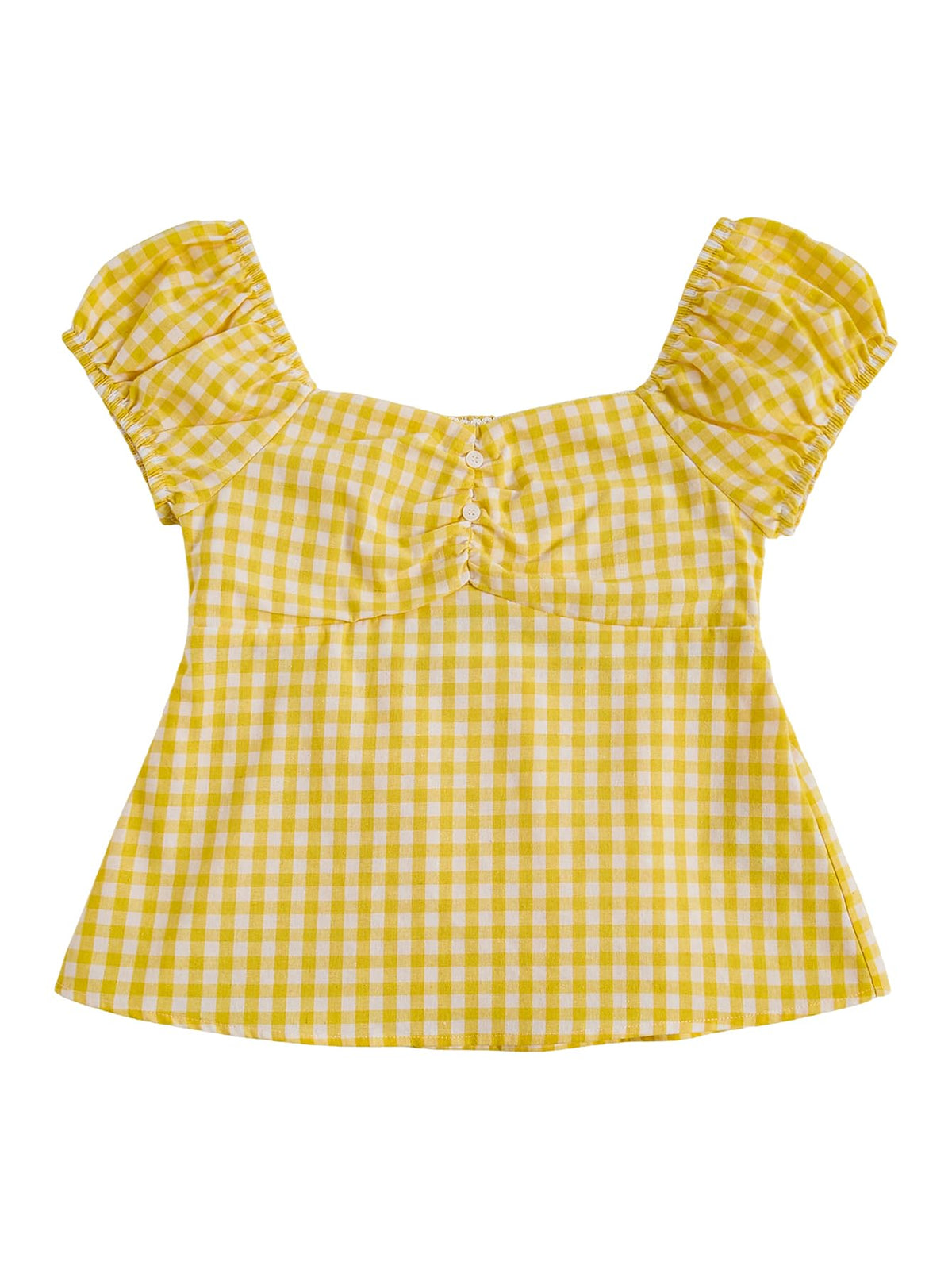 SOLY HUX Girl's Cute Gingham Tops Short Sleeve Blouse