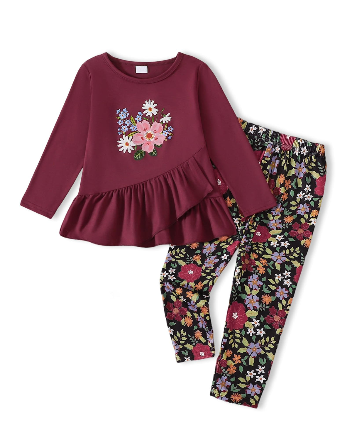 Toddler Girl Clothes Girls Fall Outfits Kids Clothing Winter Long Sleeves Ruffle Hems Top Pant Set 3-8T