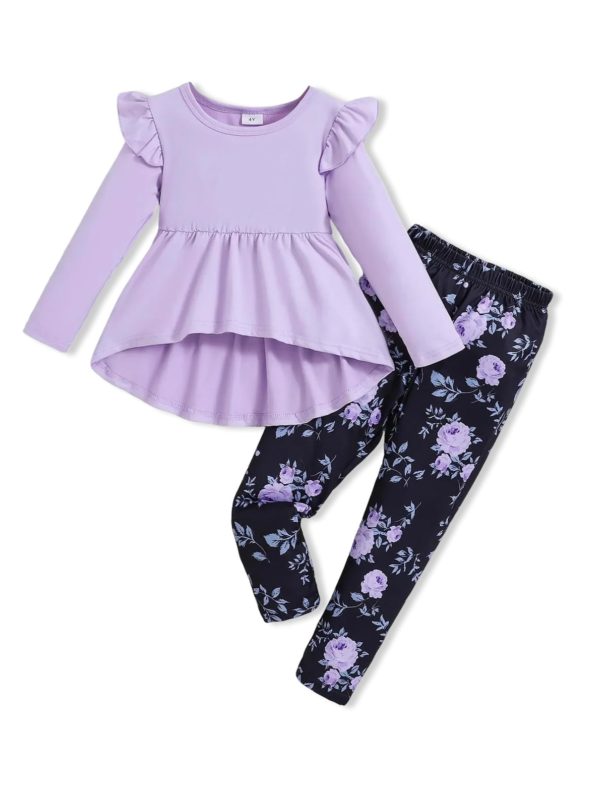 Doresbebe Toddler Girl Clothes Kid Fall Outfit Ruffle Sleeve Shirt Top Floral Pants Winter Clothing Set
