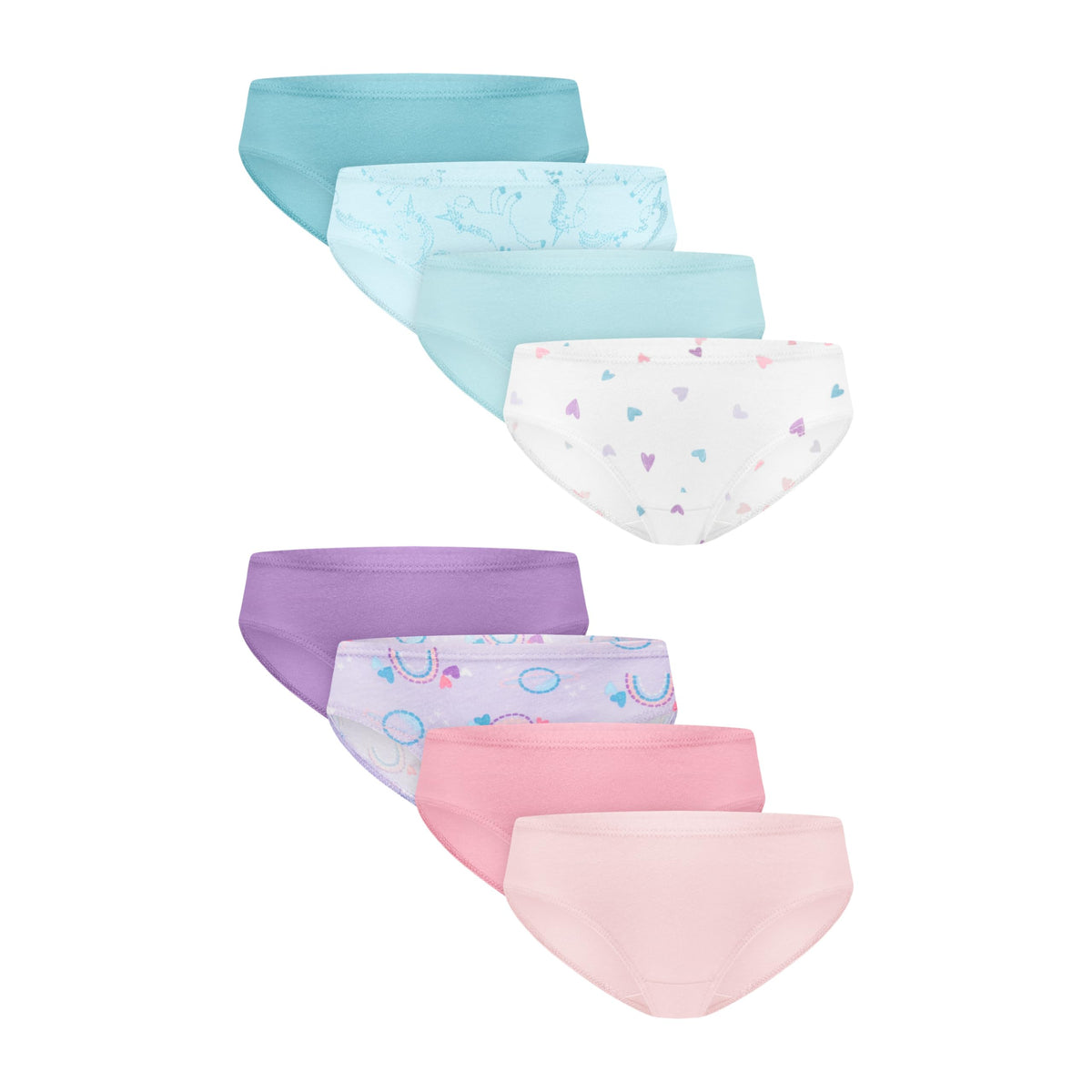 Hanes Girls' And Toddler Organic Underwear, Brief & Hipster, 8-pack, Pure Comfort Organic 100% Cotton Panties