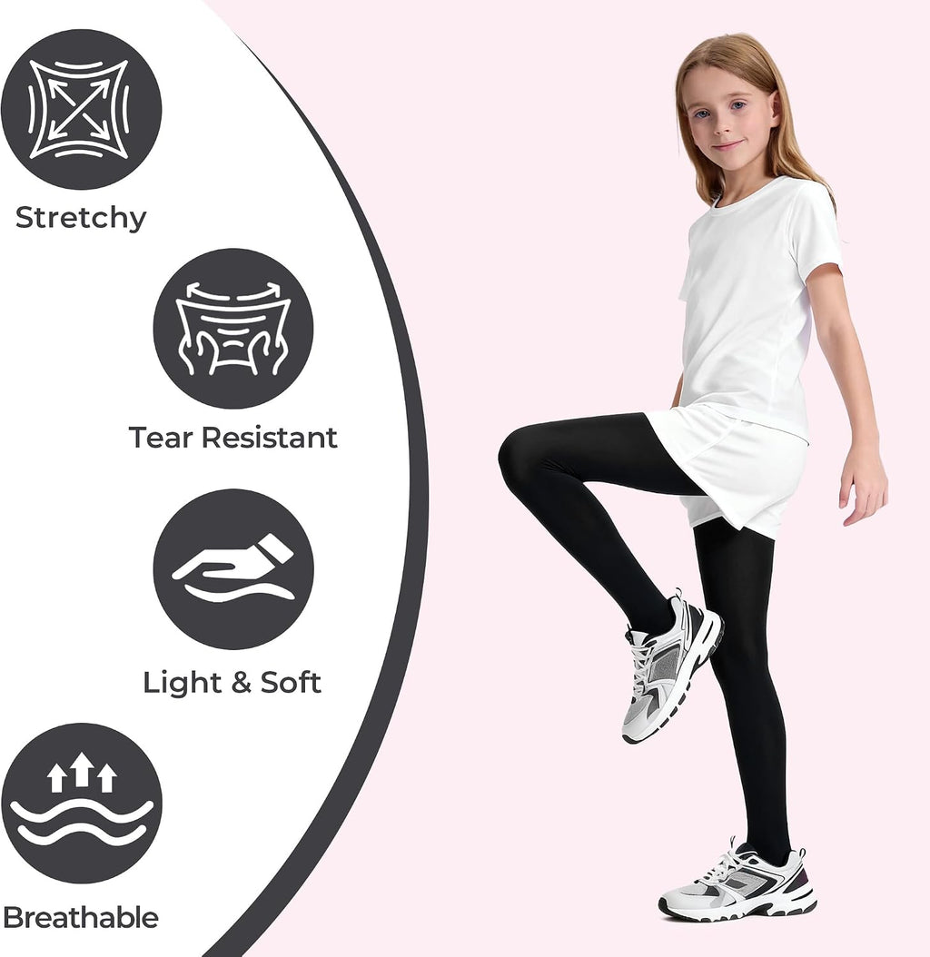 Girls Soft Semi-Opaque Tights 70D, 2 Pcs Children's Fall Stockings for Ages 4-10, Perfect for School Uniform Pair