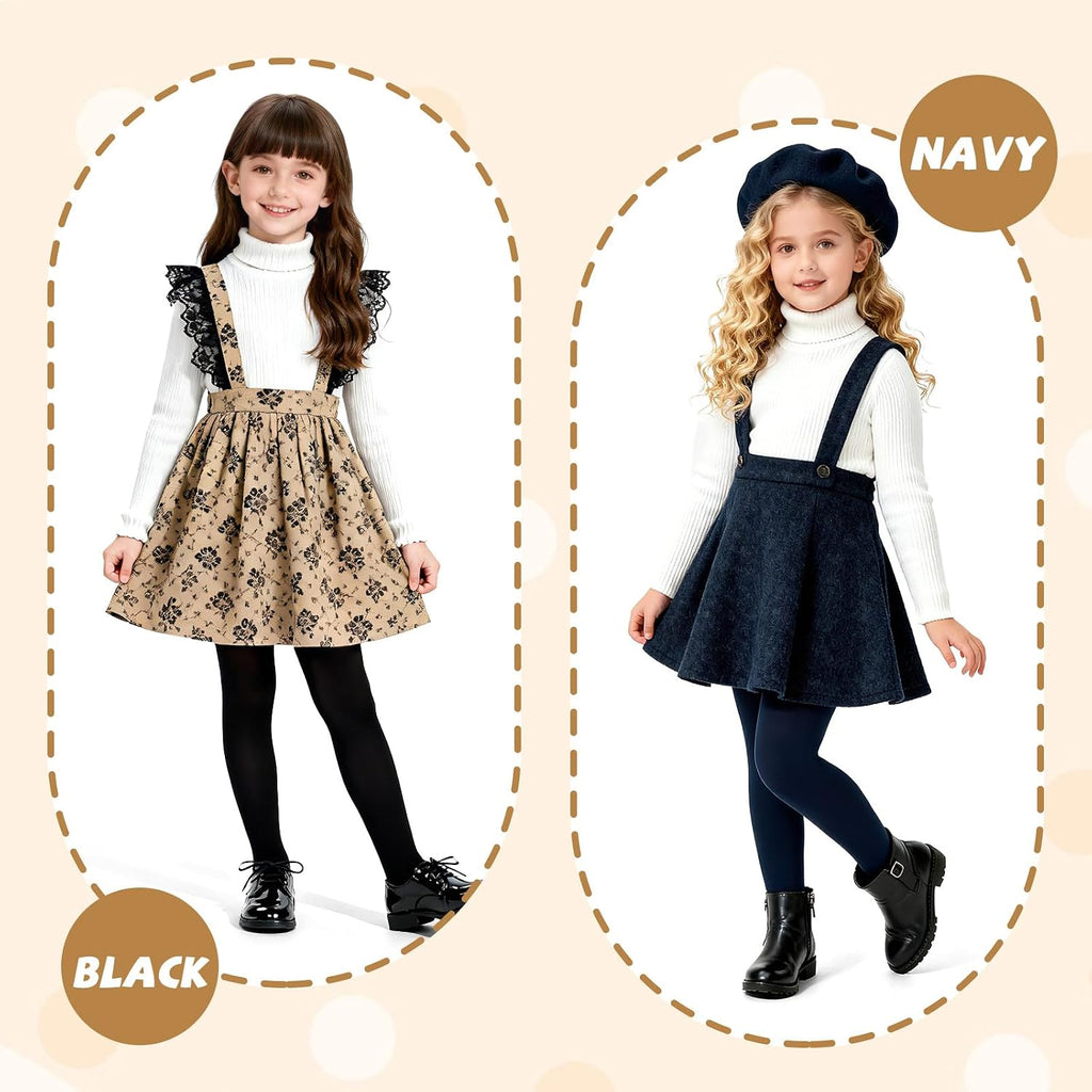 MANZI Fleece Lined Tights for Girls Thick Footed Girls Tights Age 2-10 Ultra-soft 2 Pairs 400-Denier