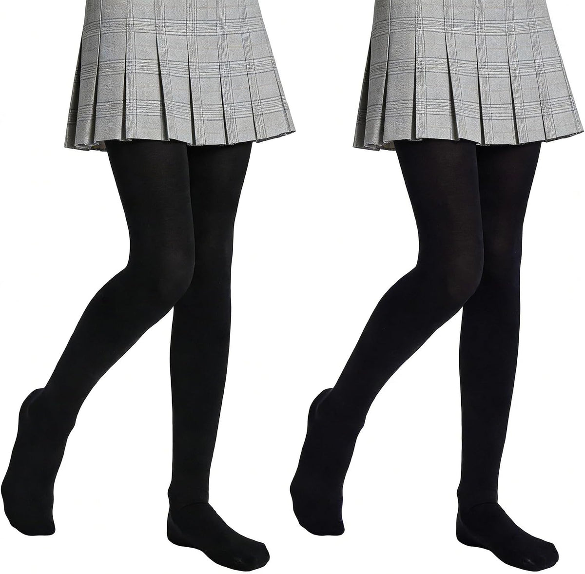 Girls Soft Semi-Opaque Tights 70D, 2 Pcs Children's Fall Stockings for Ages 4-10, Perfect for School Uniform Pair