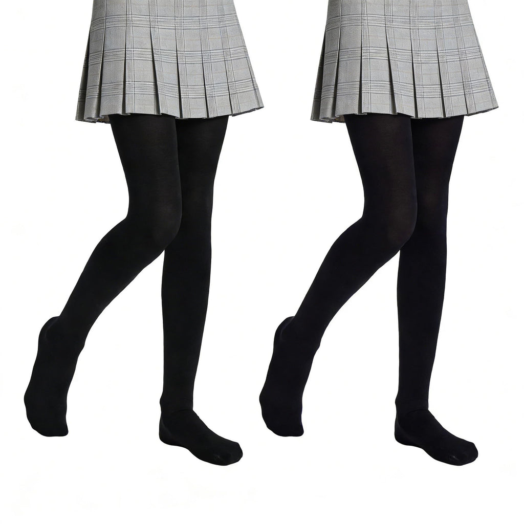 Girls Soft Semi-Opaque Tights 70D, 2 Pcs Children's Fall Stockings for Ages 4-10, Perfect for School Uniform Pair