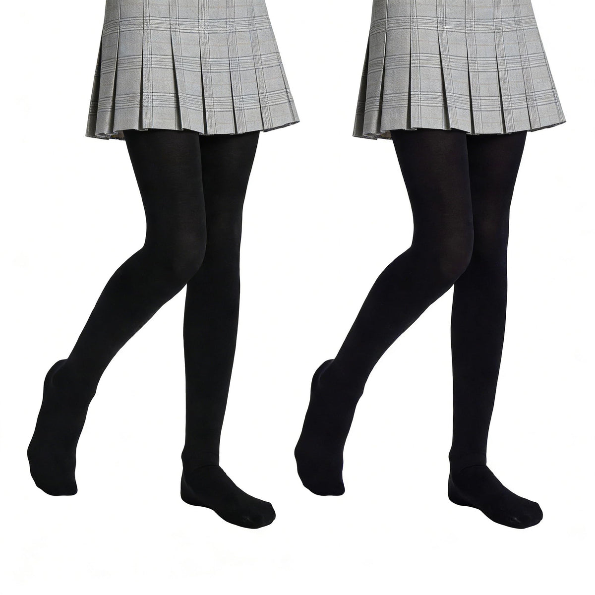 Girls Soft Semi-Opaque Tights 70D, 2 Pcs Children's Fall Stockings for Ages 4-10, Perfect for School Uniform Pair