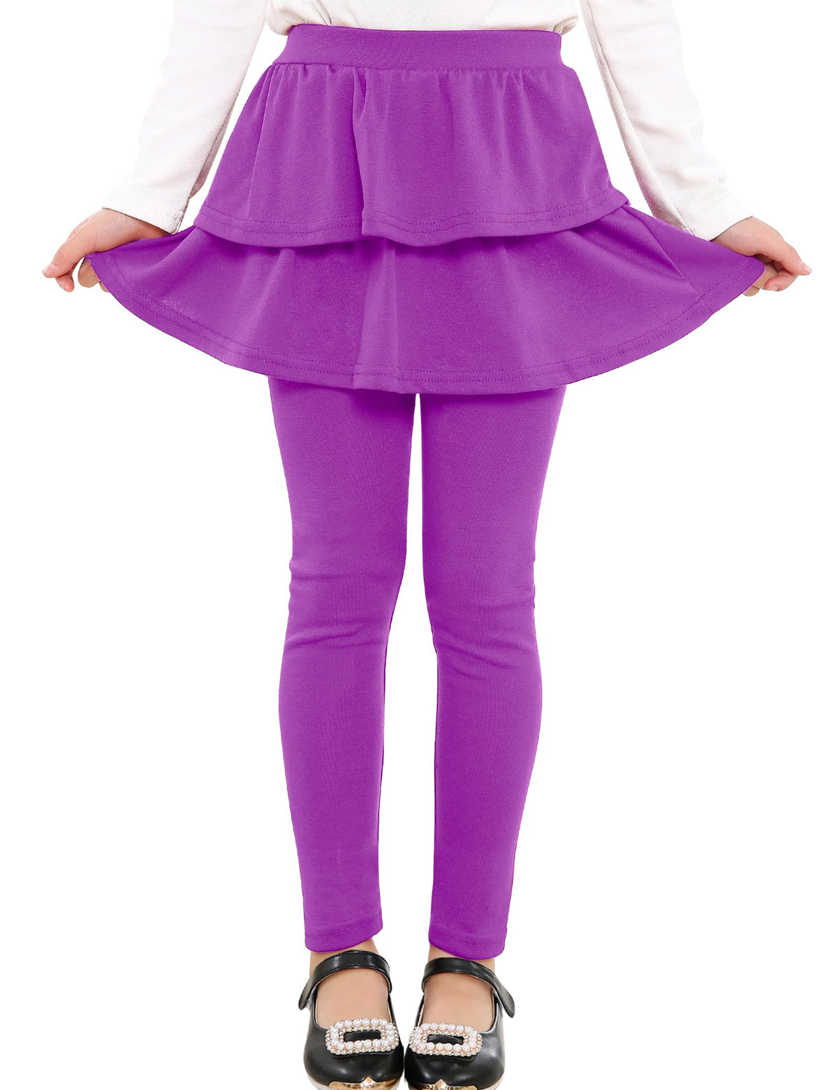 Auranso Girls Leggings School Unifrom Pants Kids Clothes with Tutu Skirts