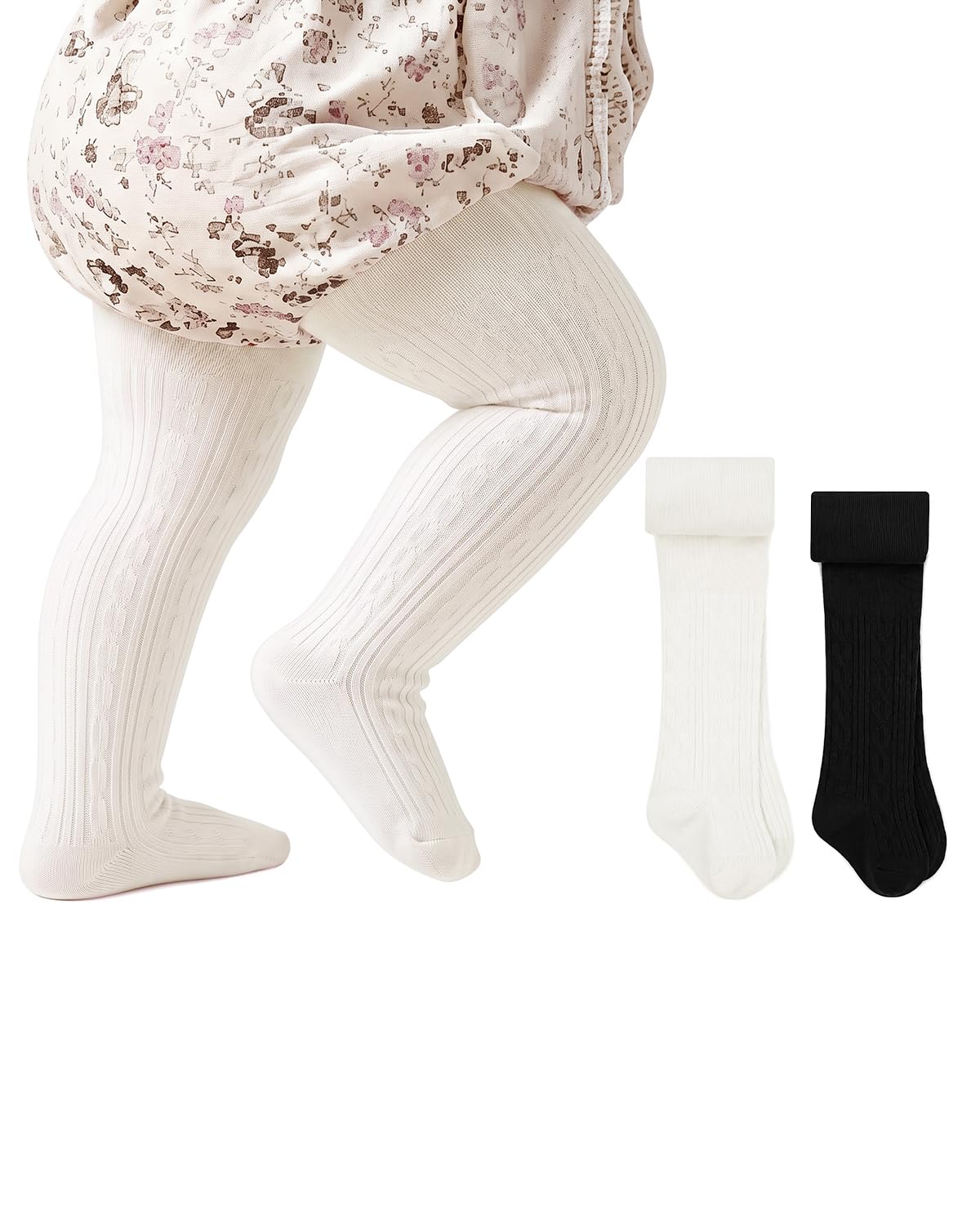 Century Star Baby Girls Cotton Cable Knit Tights for 0-4 Years Toddler