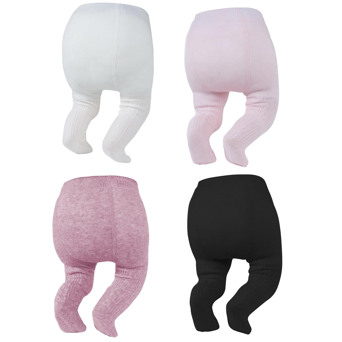 Zando 4 Pack Baby Girl Tights Cable Knit Cotton Winter Stockings 0-12M